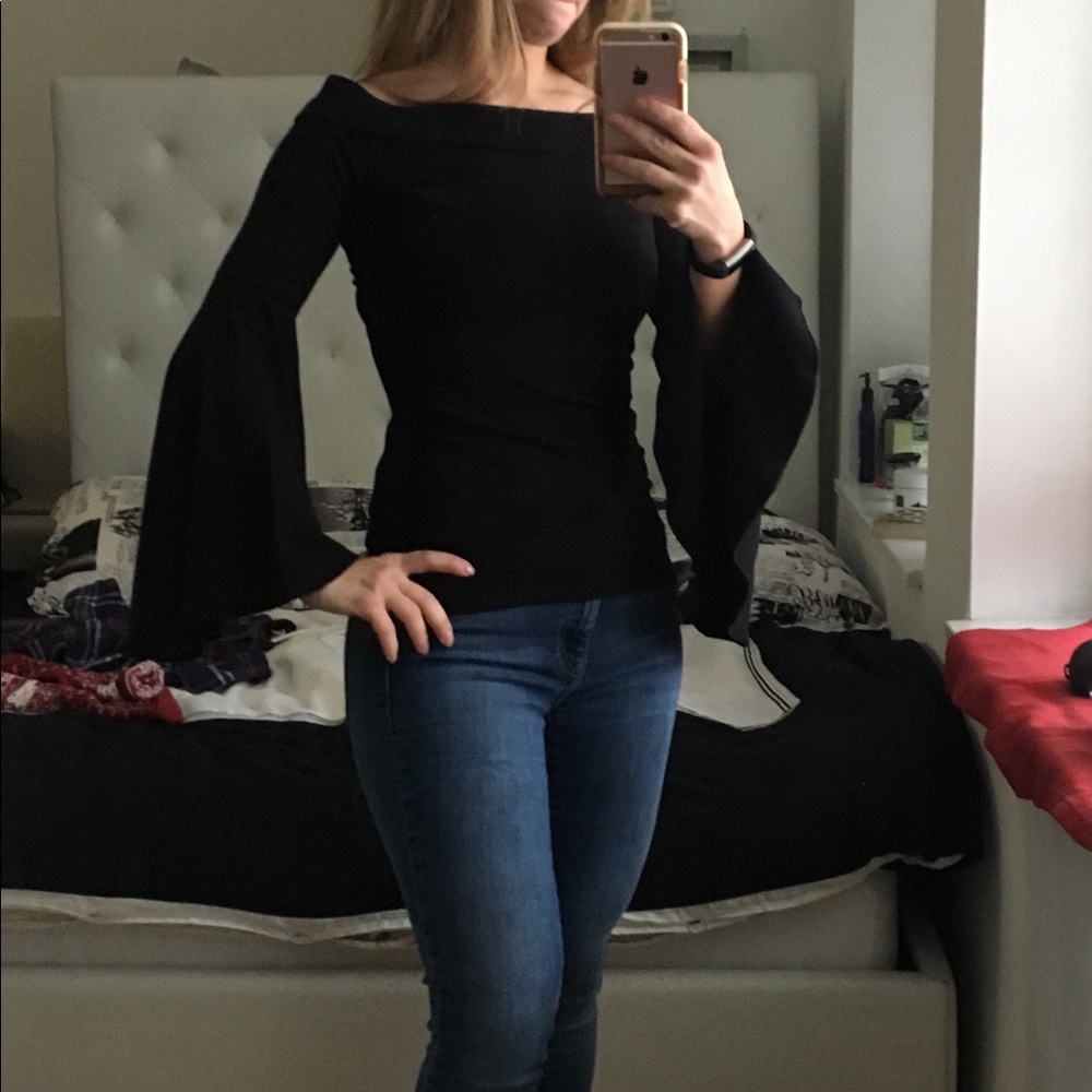 Off shoulder black top